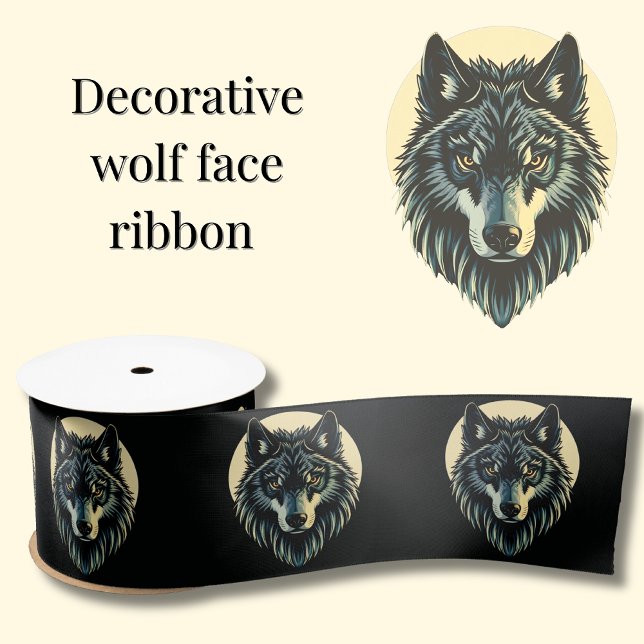 Ruban En Satin Wolf visage guerrier fenrir nordic emballage cadea (Créateur téléchargé)