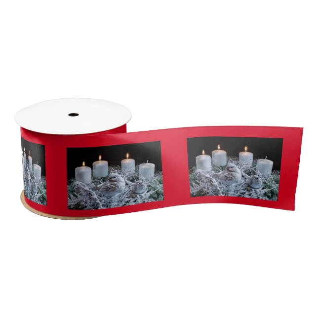 Ruban En Satin Wreath de l'Avent blanc (Bobine)