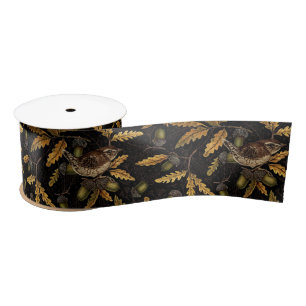 Ruban En Satin Wrens et cors sur noir