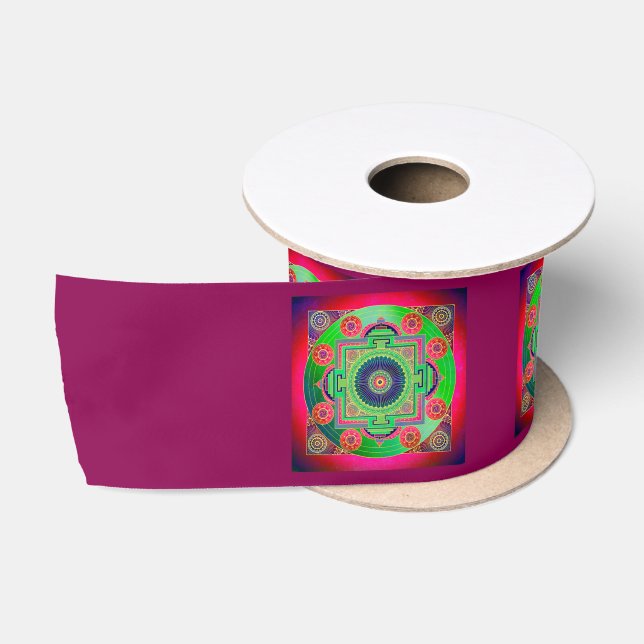 Ruban En Satin YANTRA - grande roue - vert rose (Bobine)