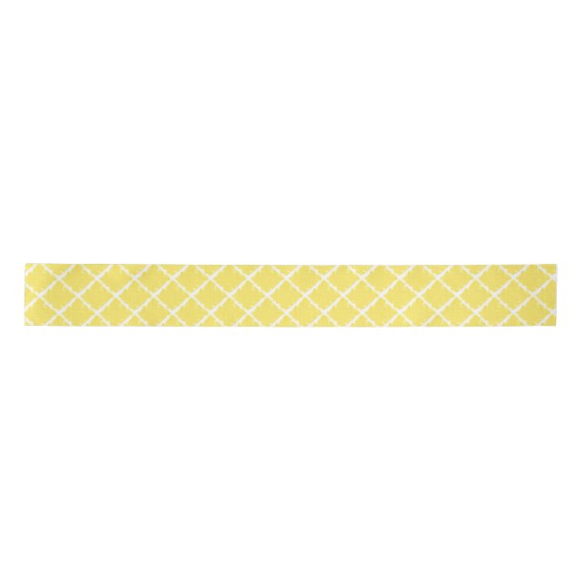 Ruban En Satin Yellow Geometrical Shape Check Pattern (Devant)