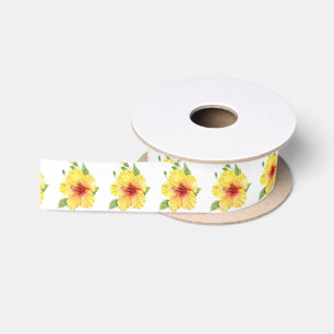 Ruban En Satin Yellow Hibiscus Botanical