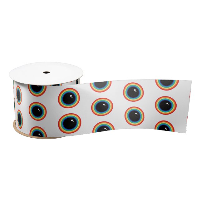 Ruban En Satin Yeux arc-en-ciel cool (Bobine)