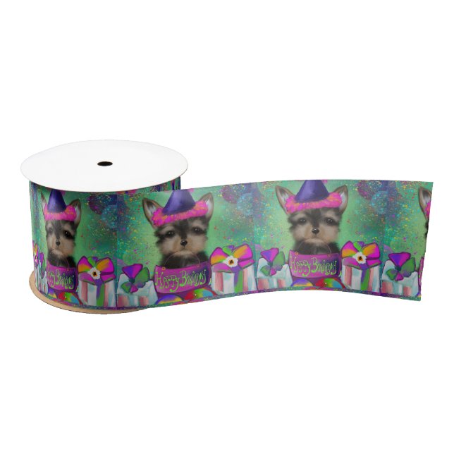 RUBAN EN SATIN YORKIE POO  ANNIVERSAIRE     (Bobine)