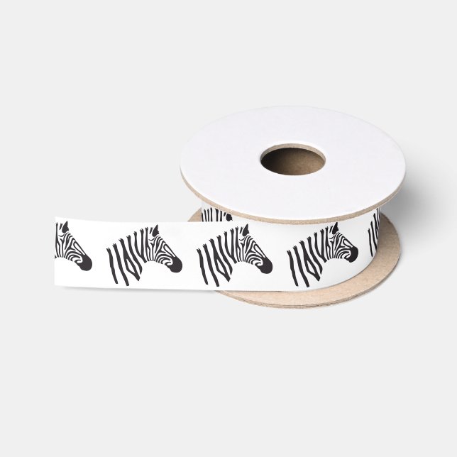 RUBAN EN SATIN ZEBRA HEAD ART (Bobine)