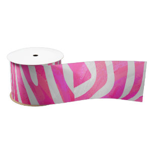 Ruban En Satin Zebra Hot Pink et White Print