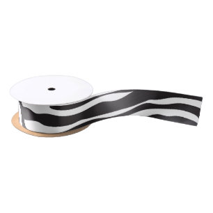 Ruban En Satin Zebra Print, Zebra Stripes, Noir Et Blanc