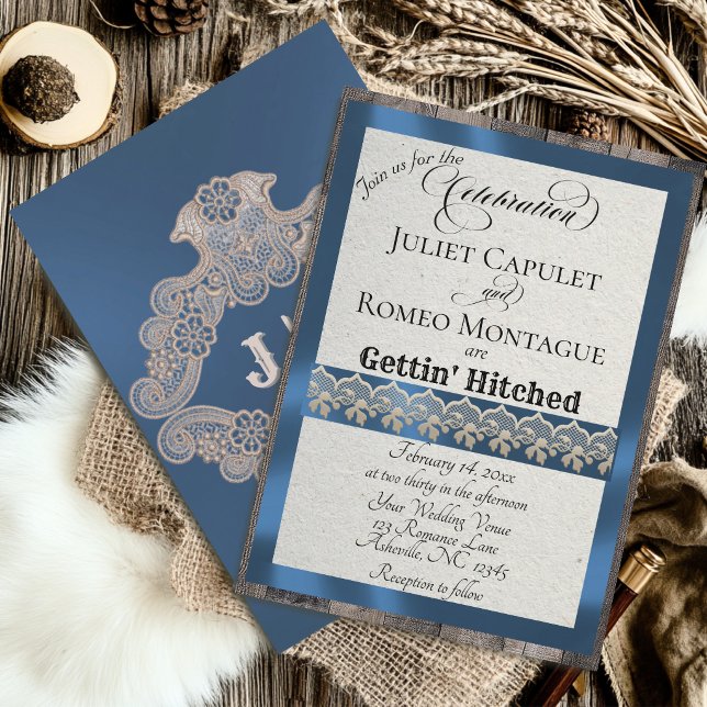 Ruban et dentelle Gettin 'Hitched - Bleu (Créateur téléchargé)