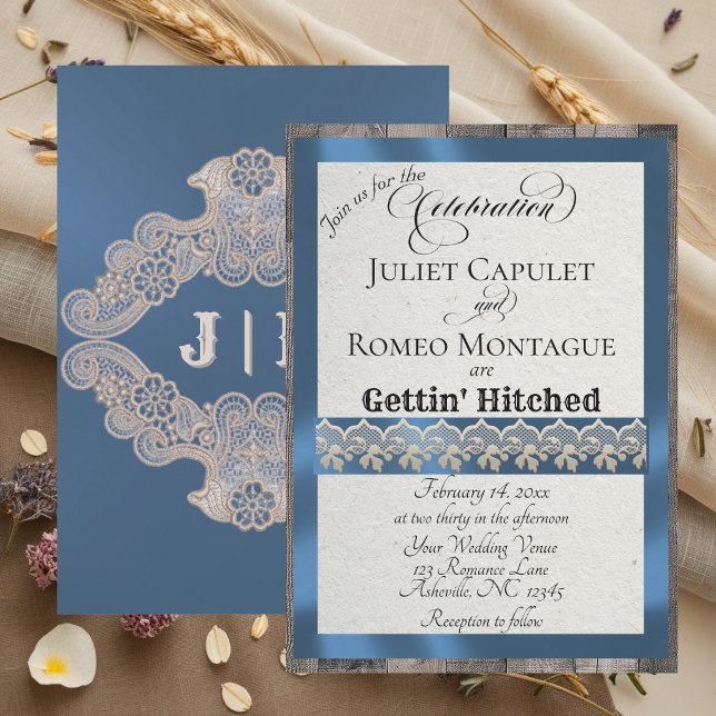 Ruban et dentelle Gettin 'Hitched - Bleu (Créateur téléchargé)