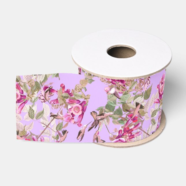 Ruban floral de gros-grain de fleur de colibris (Bobine)