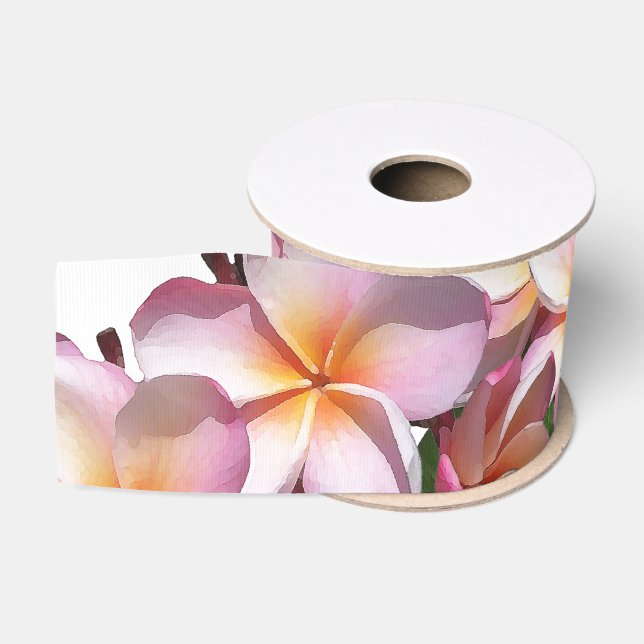 Ruban floral de gros-grain de fleurs de Plumeria (Bobine)