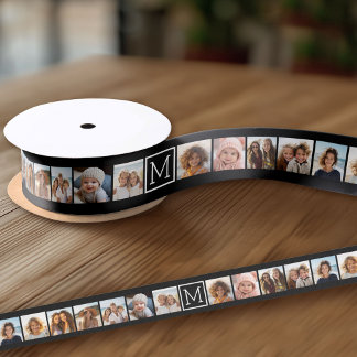 Ruban Gros-grain 11 Photo Instagram Collage personnalisé Monogramme