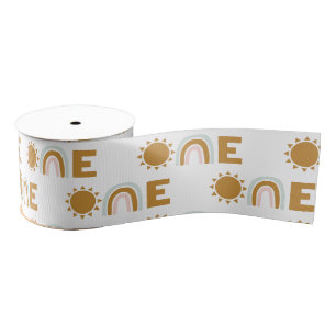 Ruban Gros-grain 1er anniversaire soleil et arc-en-ciel
