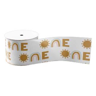 Ruban Gros-grain 1er anniversaire soleil et arc-en-ciel