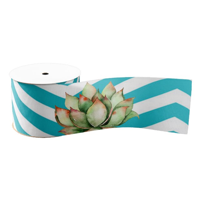 Ruban Gros-grain 3" Grosgrain Ruban Géométrique Jardin Rose Grange  (Bobine)