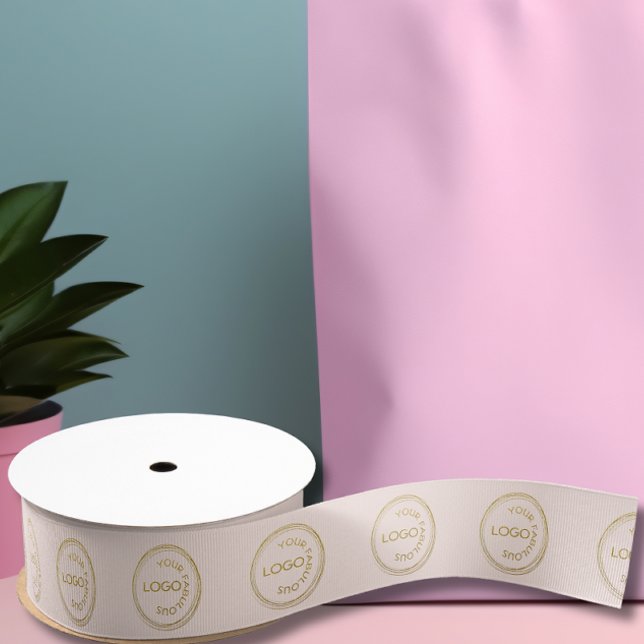 Ruban Gros-grain Ajouter votre logo Motif Professional Light Blush (Créateur téléchargé)