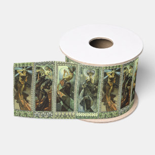 Ruban Gros-grain Alphonse Mucha La Lune Et Les Étoiles