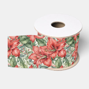 Ruban Gros-grain Amaryllis géant rouge pour les Fêtes