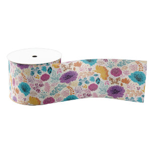 Ruban Gros-grain Amour Fleurissant Floral Romantique Rose Violet Ma