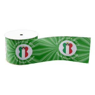 Ruban Gros-grain Ange de Noël personnalisé avec drapeau italien