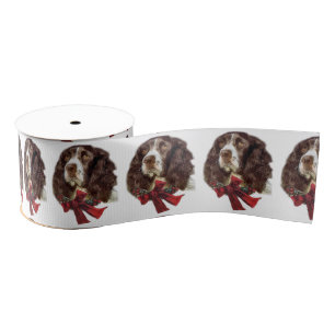 Ruban Gros-grain Anglais Springer Spaniel Christmas