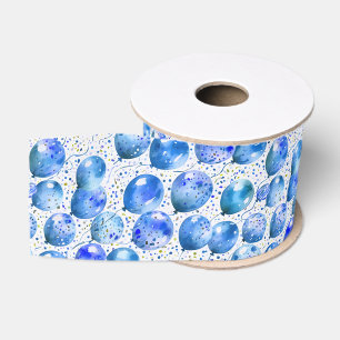 Ruban Gros-grain Anniversaire Bleu Fantaisiste / Baby Shower