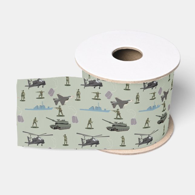 Ruban Gros-grain Anniversaire Camouflage Militaire Vert Camo Armée (Bobine)