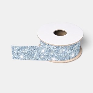 Ruban Gros-grain Anniversaire Paillettes Bleu Ciel Clair