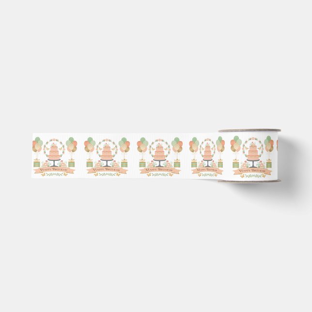 Ruban Gros-grain anniversaire rustique chic et moderne (Devant)