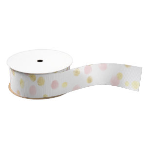 Ruban Gros-grain Aquarelle blanche couleur or rose Confetti