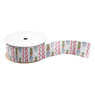 Ruban Gros-grain Aquarelle Chinoiserie Noël Bow rouge Topio
