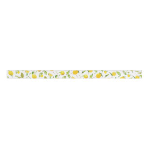 Ruban Gros-grain Aquarelle Citron & Feuilles 2