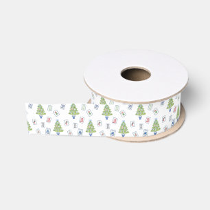 Ruban Gros-grain Aquarelle Mahjong Christmas Tree