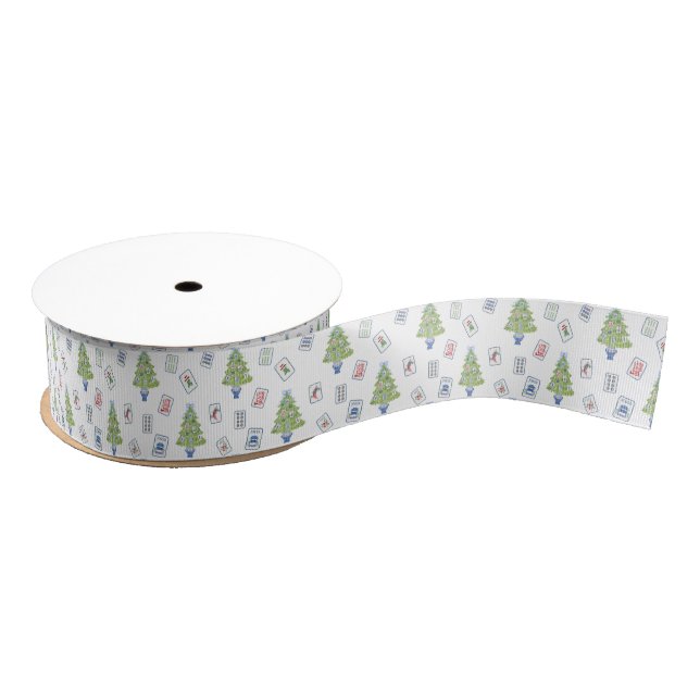 Ruban Gros-grain Aquarelle Mahjong Christmas Tree (Bobine)