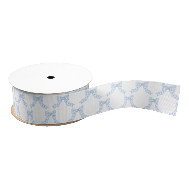 Ruban Gros-grain Aquarelle Noël Bleus Basses (Bobine)