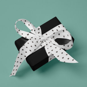 Ruban Gros-grain Arbres de pin noir et blanc minimaliste moderne
