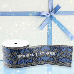 Ruban Gros-grain Art Déco - Robe à papier perlé - Bleu & Argent