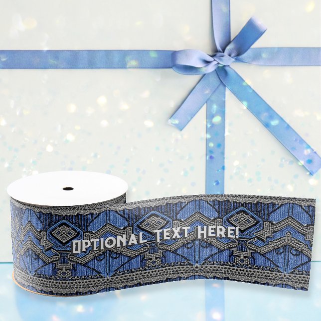 Ruban Gros-grain Art Déco - Robe à papier perlé - Bleu & Argent (Créateur téléchargé)