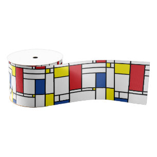 Ruban Gros-grain Art Moderne Géométrique Minimaliste De Stijl Mondr