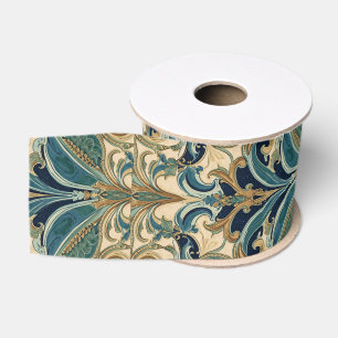 Ruban Gros-grain Art Nouveau Déco Majolique Floral Artisanat Vintag