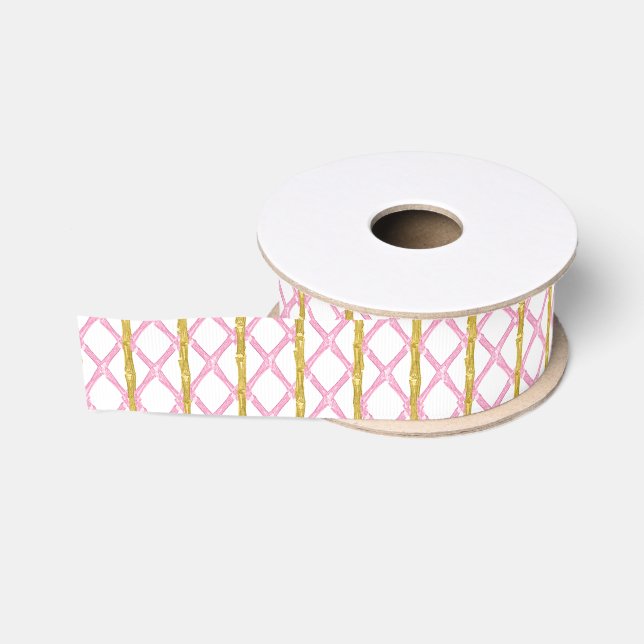 Ruban Gros-grain Bambou rose aquarelle (Bobine)