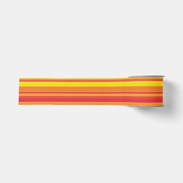 Ruban Gros-grain Bandes orange rouge jaune (Devant)