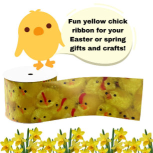 Ruban Gros-grain Bébé mignon de Pâques Jaune Bébé Grosgrain Ru
