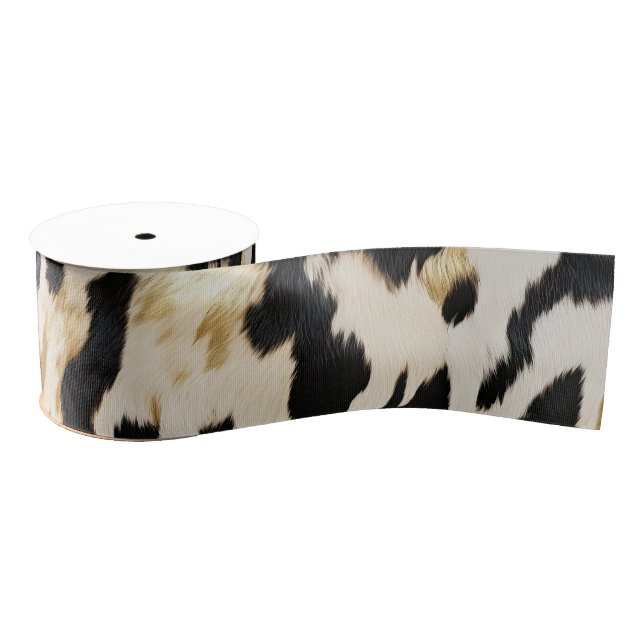 Ruban Gros-grain Black Ivory Gold Western Cowhide (Bobine)