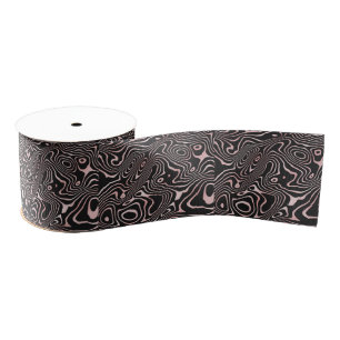 Ruban Gros-grain Black Rose Gold liquid swirl Abstract Design