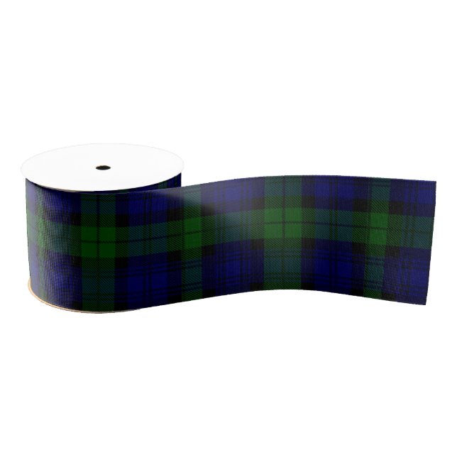 Ruban Gros-grain Black Watch Tartan bleu vert Plaid (Bobine)