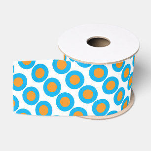 Ruban Gros-grain Bleu clair Orange Pois Moderne Funky