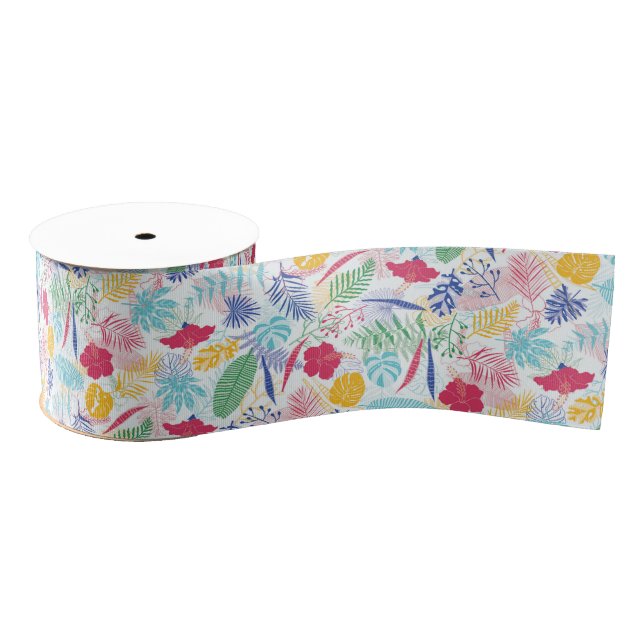 Ruban Gros-grain Bleu marine Rose Forêt tropicale humide Épinette M (Bobine)