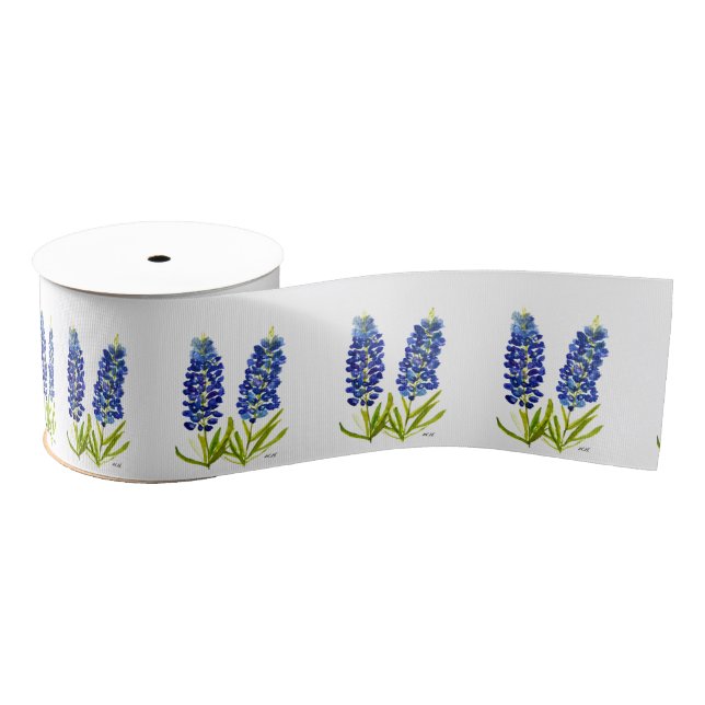 Ruban Gros-grain Bluebonnets Fleurs Bleues Texas Texan Floral (Bobine)