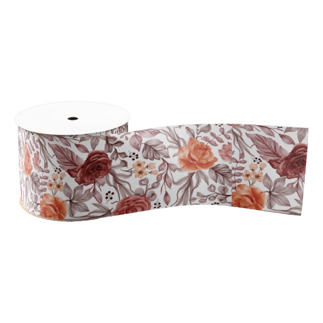 Ruban Gros-grain Boho de Bourgogne Rose Floral Pampas Mariage (Bobine)